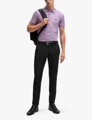 BOSS: Brand-embroidered slim-fit cotton-piqué polo shirt
