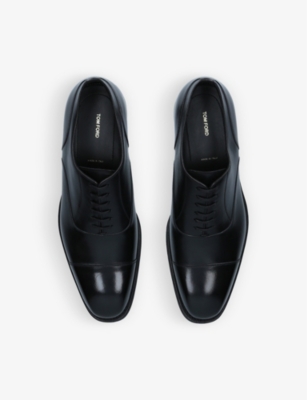 Shop Tom Ford Mens Black Claydon Lace-up Leather Shoes