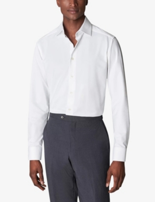 Eton Mens White Cutaway-collar Single-cuff Slim-contemporary-fit Organic-cotton Shirt In White