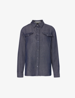 GODS TRUE CASHMERE: Unisex flap-pocket regular-fit cashmere denim-blend shirt