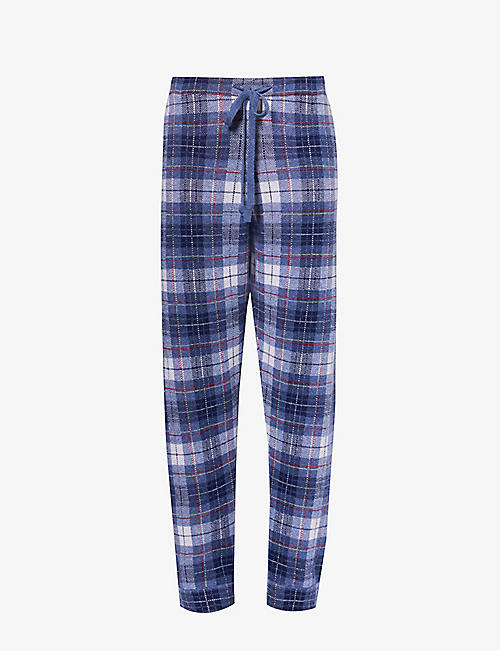 GODS TRUE CASHMERE: Unisex Lapis Lazuli checked relaxed-fit cashmere trousers