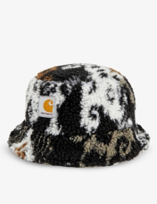 Carhartt Prentis Faux-shearling Bucket Hat In Baru Jacquard, Black