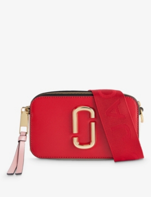 Marc Jacobs Snapshot in red leather and printed strap Dark red ref