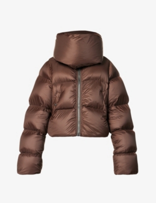 Rick Owens Funnel-neck Padded Shell Jacket In Brown