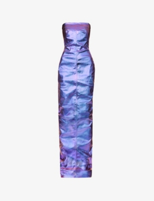 Rick Owens Metallic-finish Strapless Maxi Dress In Aurora