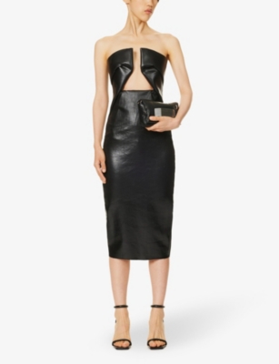 Shop Rick Owens Women's Black Prong Cut-out Cotton-blend Mini Dress