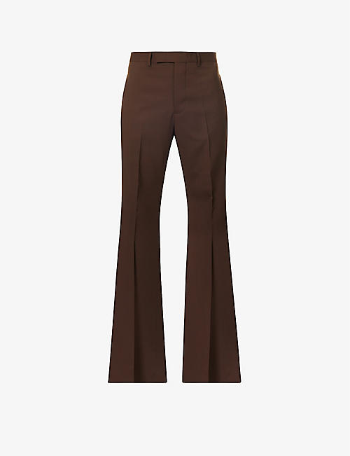 RICK OWENS: Astaires flared wide-leg mid-rise stretch-wool trousers