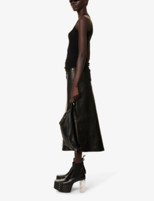 Shop Rick Owens Ribbed Slim-fit Silk-blend Top In Black