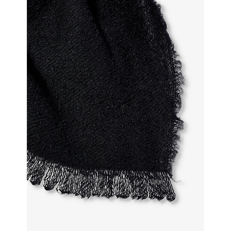 Shop Rick Owens Womens Black Melt Bouclé-textured Wool-blend Scarf