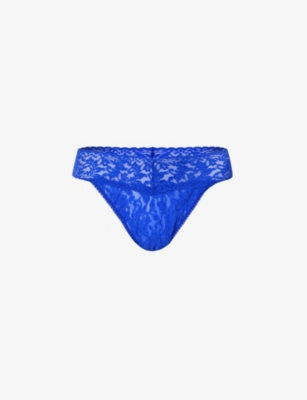 Hanky Panky Womens Blue Solace Signature Mid-rise Lace Thong
