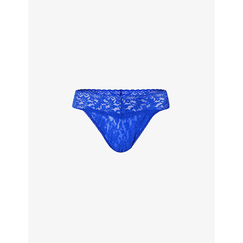 Hanky Panky Womens Blue Solace Signature Mid-rise Lace Thong