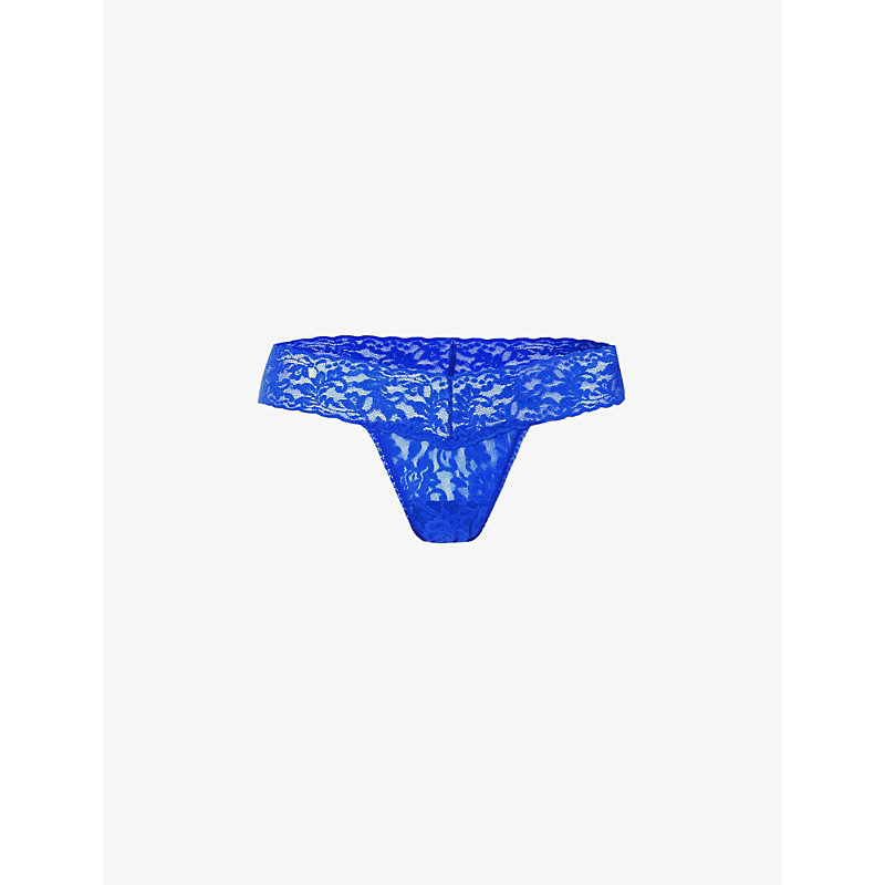 Hanky Panky Womens Blue Solace Signature Low-rise Stretch-lace Thong