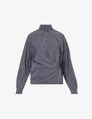 LEMAIRE: Twisted wrap-front silk-blend shirt