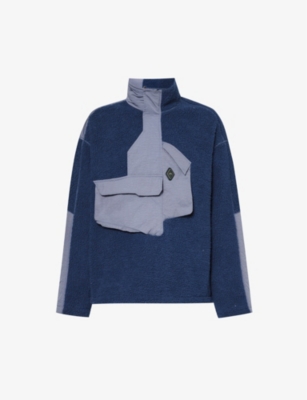 A-cold-wall* Bonded Axis Panelled Fleece Jacket In Rich Blue