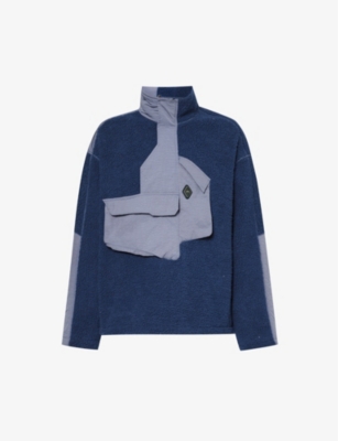 A-COLD-WALL* A COLD WALL MEN'S RICH BLUE AXIS DRAWSTRING-HEM WOVEN SWEATSHIRT