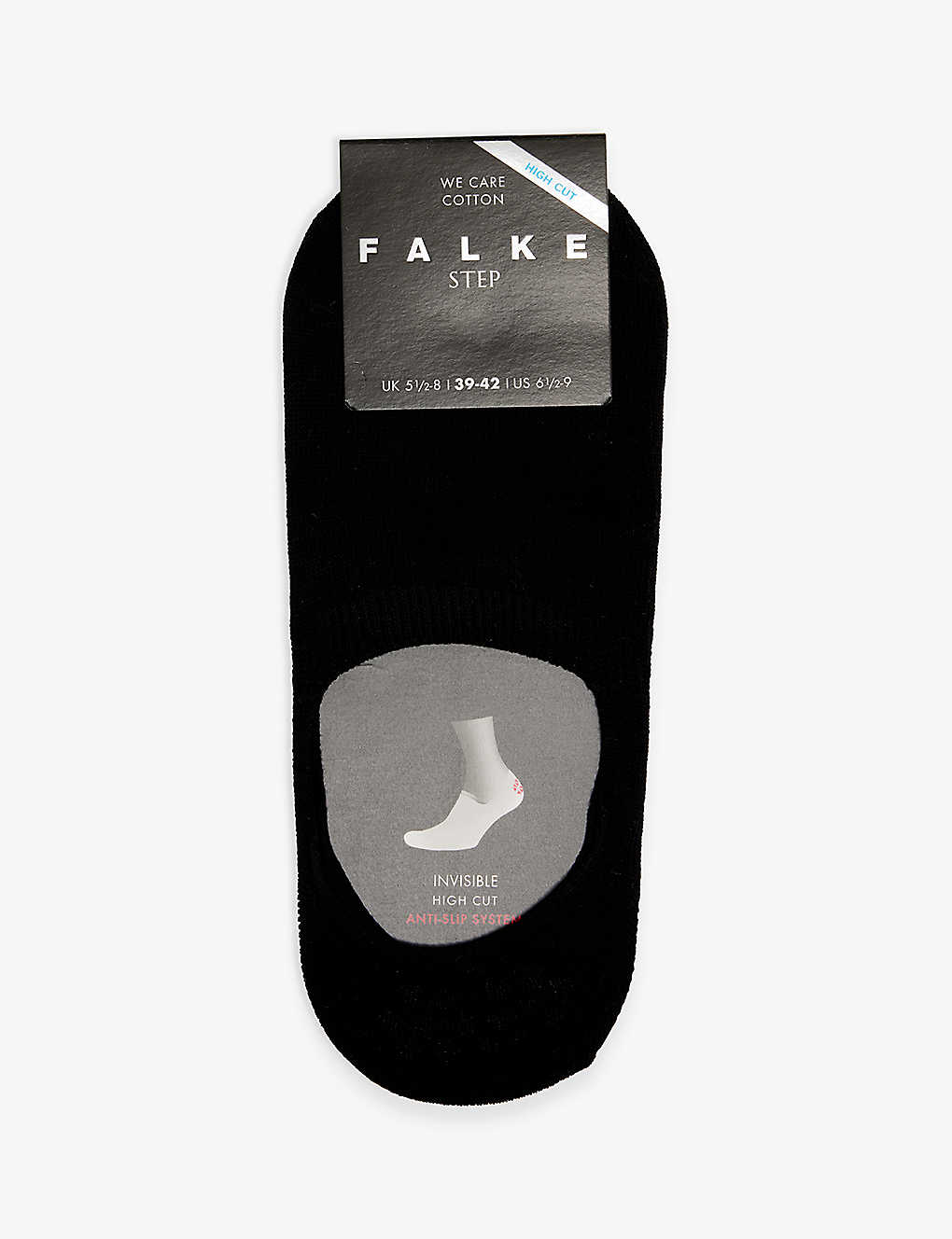 Falke Mens Black Step High Cut No Show Stretch Cotton-blend Socks