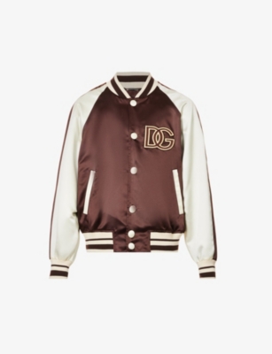 DOLCE & GABBANA DOLCE & GABBANA MEN'S COMBINED COLOUR BRAND-APPLIQUÉ BOXY-FIT SATIN VARSITY JACKET,68126194