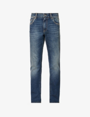 DOLCE & GABBANA DOLCE & GABBANA MEN'S COMBINED COLOUR BRAND-PLAQUE REGULAR-FIT STRAIGHT-LEG STRETCH-DENIM JEANS,68126774