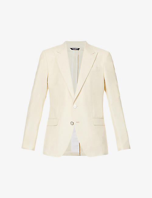 DOLCE & GABBANA: Single-breasted peak-lapel regular-fit linen, cotton and silk-blend blazer
