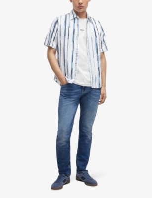 BOSS: Slim-fit straight-leg mid-rise stretch-denim jeans