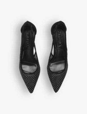 CARVELA WOMENS BLACK HOTSOX CRYSTAL-EMBELLISHED MESH HEELED COURT SHOES EUR 41 / 8 UK 