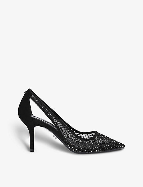 CARVELA: Hotsox crystal-embellished mesh heeled court shoes