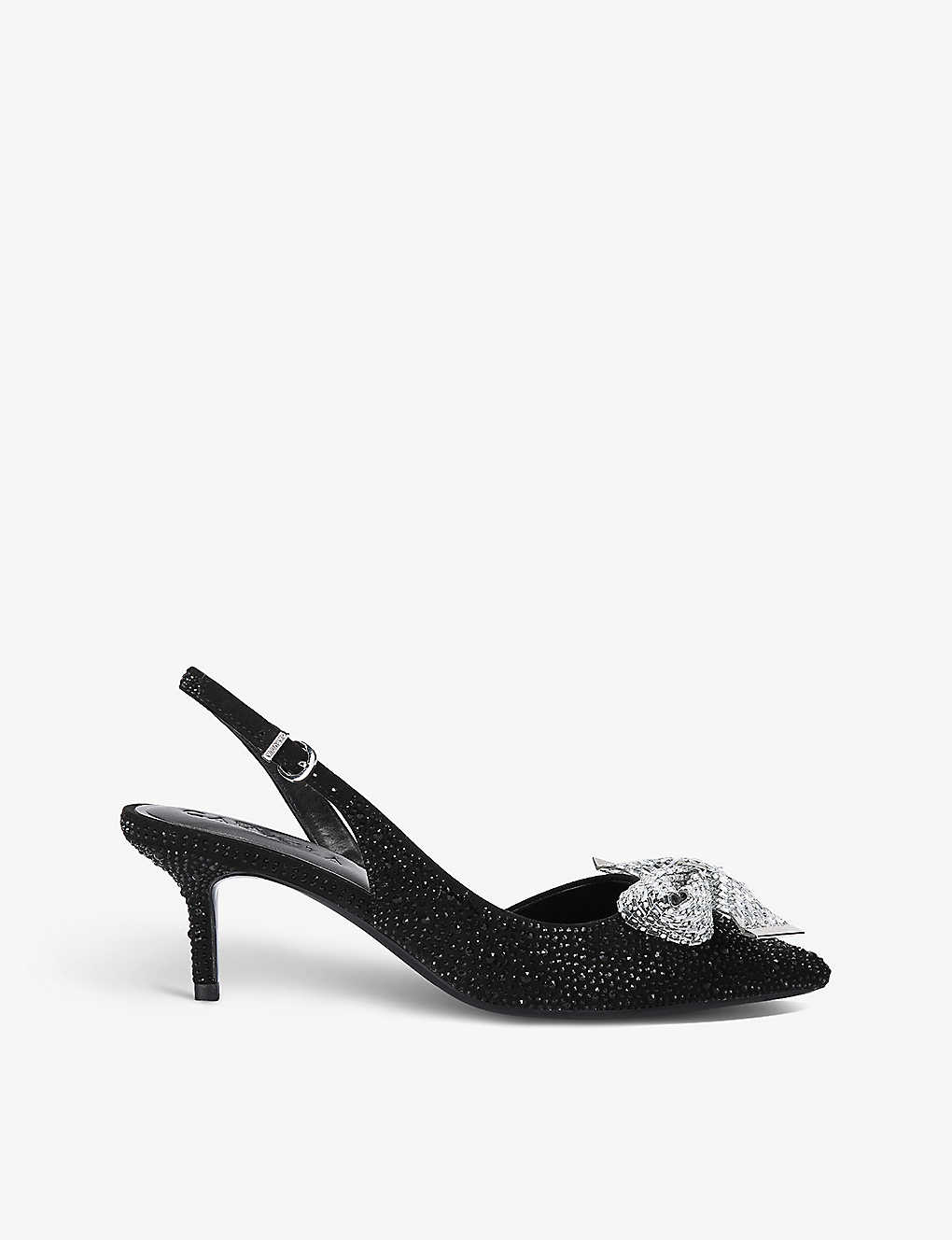 Carvela Womens Black Regal Bow-embellished Heeled Court Shoes