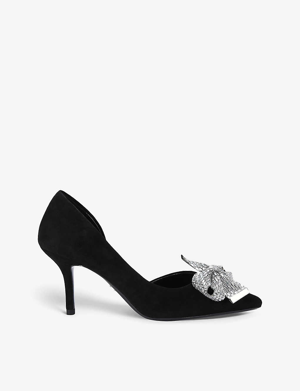 Carvela Womens Black Regal Bow-embellished Faux-leather Heeled Court Shoes
