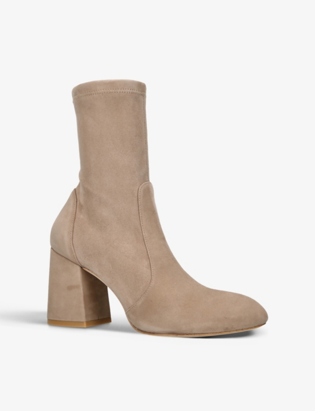 Flareblock suede heeled ankle boots