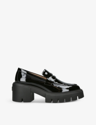 STUART WEITZMAN: Soho track-sole patent-leather loafers