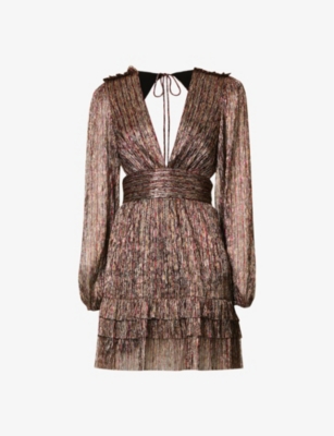 REBECCA VALLANCE CLAUDE METALLIC WOVEN MINI DRESS,68146123