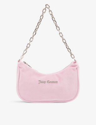 Juicy Couture Womens Begonia Pink Logo-plaque Velour Shoulder Bag