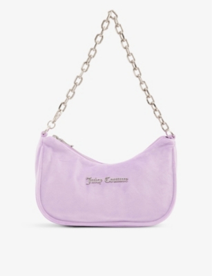 Juicy Couture Womens Sheer Lilac Logo-plaque Velour Shoulder Bag
