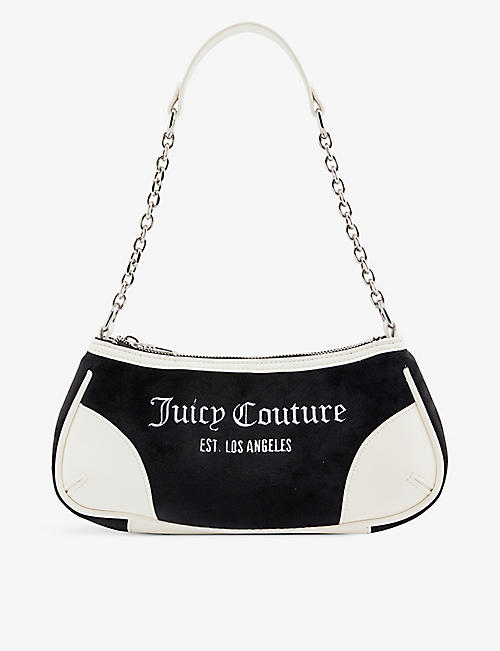 JUICY COUTURE: Logo-embroidered velour shoulder bag
