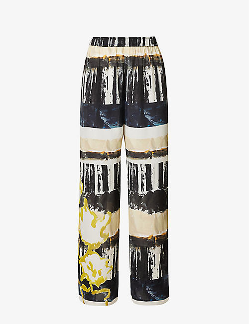 CAMILLA AND MARC: Skye abstract-print wide-leg mid-rise woven trousers