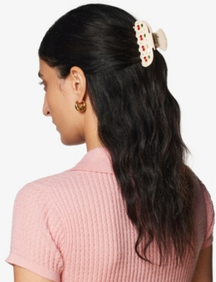 Emi Jay Womens Cherry Pie Sweetheart Crystal-embellished Cellulose-acetate Hair Clip In Cherry Pie