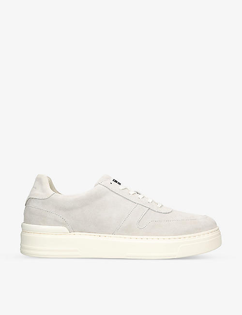 DUKE & DEXTER: Ritchie hand-stitched suede low-top trainers