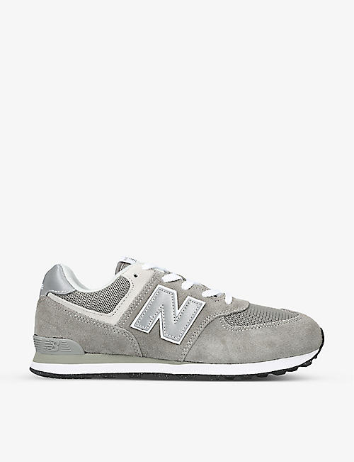 NEW BALANCE: 574 Evergreen logo-embroidered suede low-top trainers 11 years