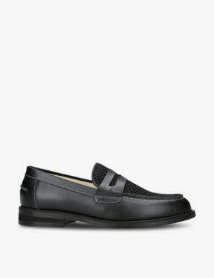 Duke & Dexter Mens Black Wilde Rattan Leather And Woven Loafers In Black