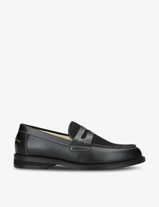 Wilde rattan leather and woven loafers