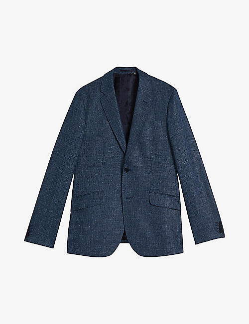 TED BAKER: Tyrusj slim-fit single-breasted linen and wool-blend suit jacket