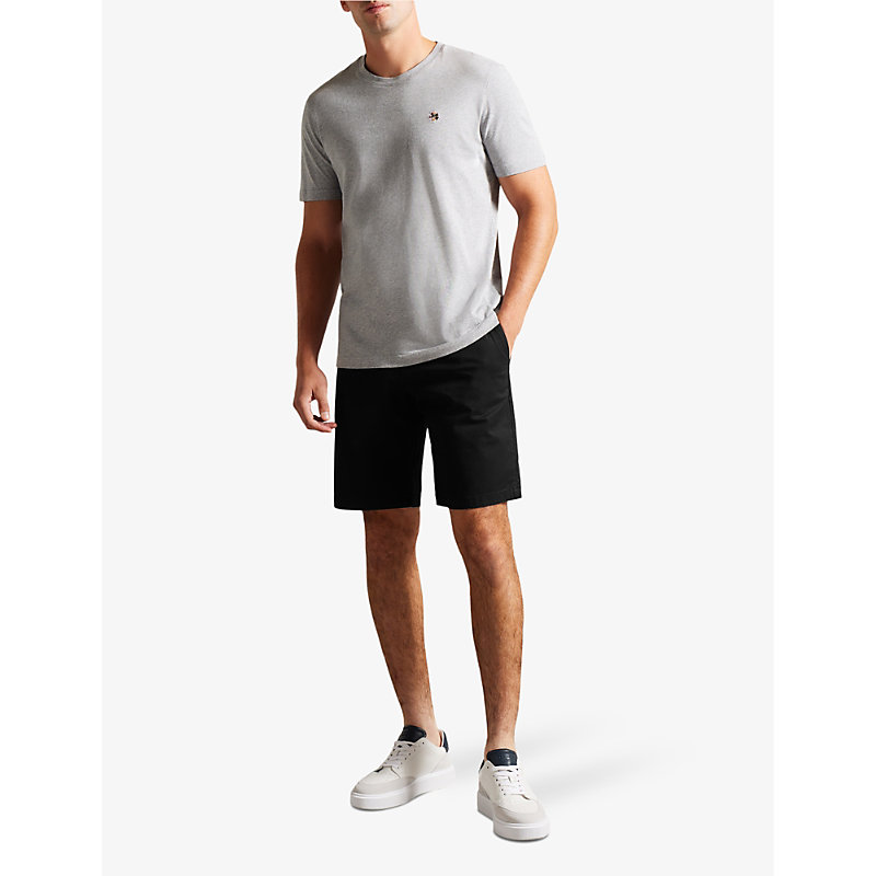 Shop Ted Baker Alscot Regular-fit Stretch-cotton Knee-length Shorts In Black