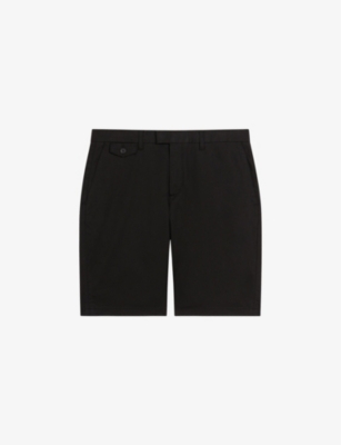 Ted Baker Mens Black Alscot Regular-fit Stretch-cotton Knee-length Shorts