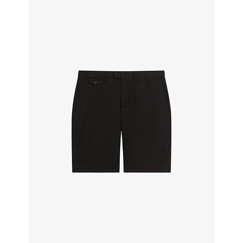 Ted Baker Mens Black Alscot Regular-fit Stretch-cotton Knee-length Shorts