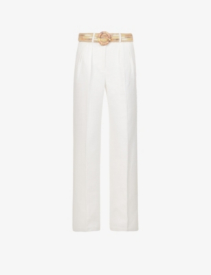 Zimmermann Devi Wide-leg Tuck Pants In Ivory