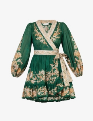 ZIMMERMANN: Devi graphic-print cotton mini dress