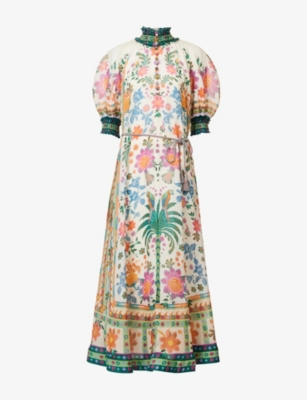 chinese dress ladies Zimmermann Raie Swing Maxi Dress Purple/Red Floral
