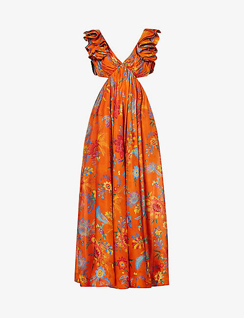 ZIMMERMANN: Ginger floral-print silk midi dress