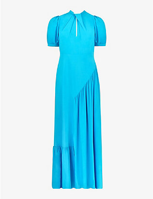 RO&ZO: Scarlett Blue twist-neck woven midi dress