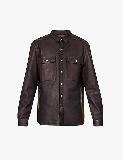 RICK OWENS: Padded relaxed-fit leather overshirt